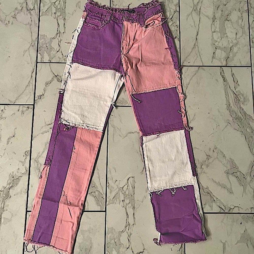 Jaded London Pastel Patchwork Boyfriend Fit Jeans - Picture 2 of 16